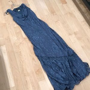 Blue beaded evening dress